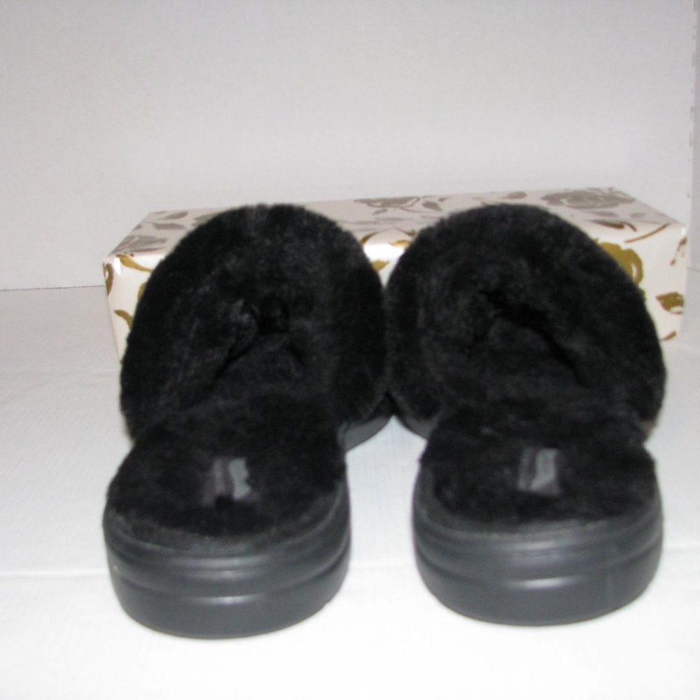Black Skecher Fuzzy Slippers - Picture 8 of 10